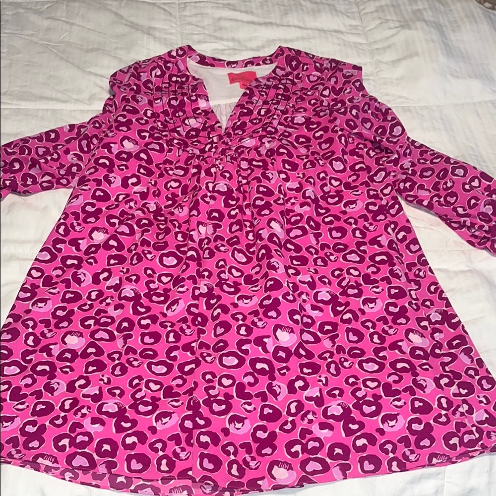 Lilly Pulitzer Pink Leopard Long Sleeve Dress